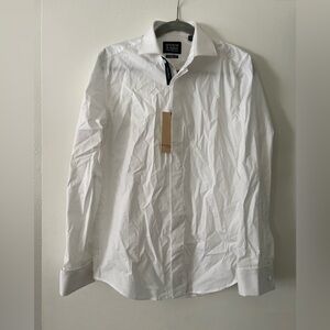 Scotch & Soda Modern Fit Stretch White Dress Shirt with French Cuffs
